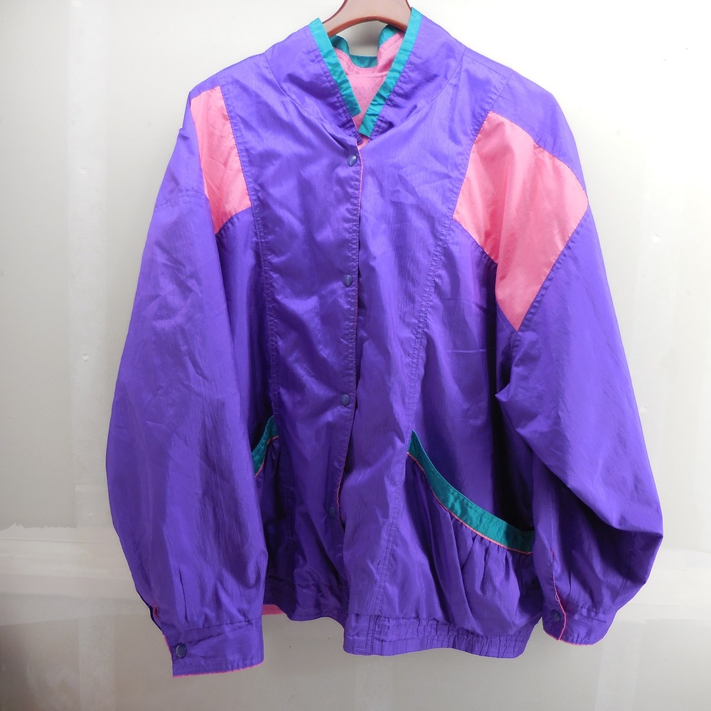 Vintage 90s Maggie Lawrence Reversible Windbreaker Jacket  Plus Size 26/28W